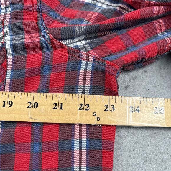 Denim & Supply Red White Blue Plaid Long Sleeve Collared Button Shirt Women’s XL - Picture 8 of 11